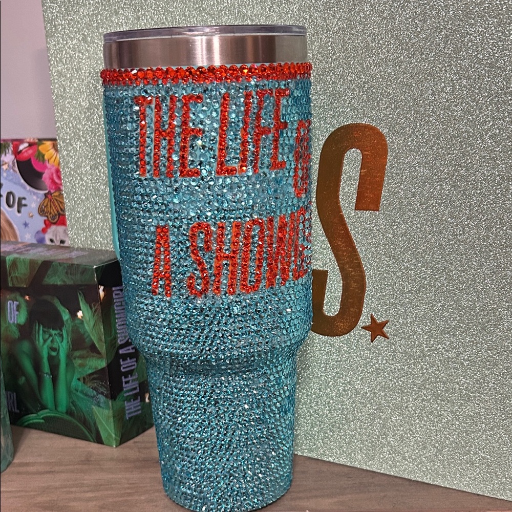 LOAS inspired Sparkling Blue Rhinestone Tumbler with Orange Accents